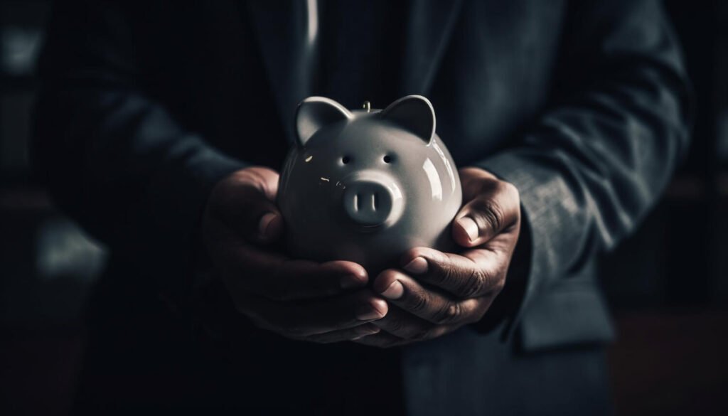 empresário segurando cofrinho para a reforma tributária 2023